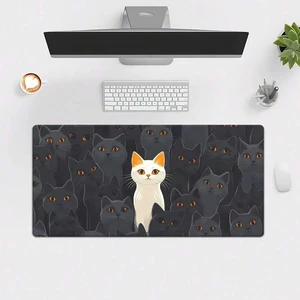 Bks XXL Gaming Mouse Pad with Cat Design, Rubber Desk Mat for PC Office Keyboard White Black Bks XXL Gaming Mouse Pad with Cat Design, Rubber Desk Mat for PC Office Keyboard White Black