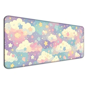 Bks Extended Large Gaming Mouse Pad, Watercolor Pink Cloud Star Design, Non-Slip Rubber Base, Kawaii Desk Mat for Laptop and Computer Bks Extended Large Gaming Mouse Pad, Watercolor Pink Cloud Star Design, Non-Slip Rubber Base, Kawaii Desk Mat for Laptop and Computer