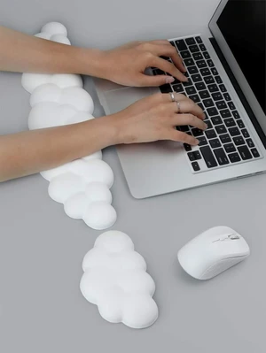 Bks 2pcs Cloud Mouse Pad And Wrist Rest Set Non-skid Silicone Bottom Pu Surface For Office And Home Use Bks 2pcs Cloud Mouse Pad And Wrist Rest Set Non-skid Silicone Bottom Pu Surface For Office And Home Use