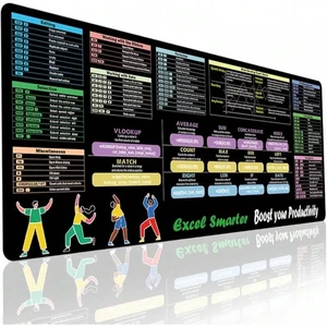 Bks Excel Cheat Sheet Desk Pad XL, Large Mouse Mat with Keyboard Shortcuts, Non-Slip Stitched Edges for Office Gaming Bks Excel Cheat Sheet Desk Pad XL, Large Mouse Mat with Keyboard Shortcuts, Non-Slip Stitched Edges for Office Gaming