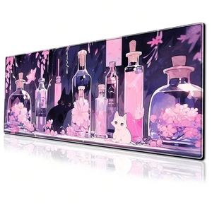 Bks Large Anime Cat Gaming Mouse Pad Pink Kawaii Desk Mat Non-Slip Rubber Base Stitched Edges For Office Bks Large Anime Cat Gaming Mouse Pad Pink Kawaii Desk Mat Non-Slip Rubber Base Stitched Edges For Office