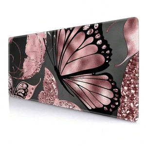 Bks Large Rose Gold Glitter Butterfly Mouse Pad Non-Slip Rubber Base Stitched Edges for Gaming Office Desk Work Bks Large Rose Gold Glitter Butterfly Mouse Pad Non-Slip Rubber Base Stitched Edges for Gaming Office Desk Work
