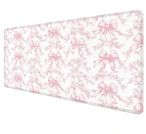 Bks Pink Floral Large Mouse Pad, Girly Pink Bow Peony Flower Aesthetic Extended Computer Desk Mat For Keyboard And Mouse Preppy Accessories Bks Pink Floral Large Mouse Pad, Girly Pink Bow Peony Flower Aesthetic Extended Computer Desk Mat For Keyboard And Mouse Preppy Accessories