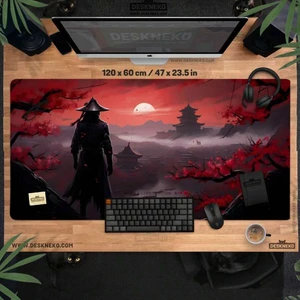 Bks Red Samurai Desk Mat, Large Gaming Mousepad Led Rgb Oni Warrior Xl Keyboard Matt Dark Japan Oriental Art Bks Red Samurai Desk Mat, Large Gaming Mousepad Led Rgb Oni Warrior Xl Keyboard Matt Dark Japan Oriental Art