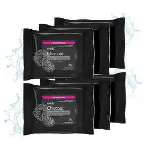 Charcoal Makeup Remover Wipes, Pore Cleaning Facial Cleanser Towelettes, Purifying & Detoxifying, Remove Dirt, Oil, Waterproof Mascara, Stocking Stuffers, 30 Count (Pack of 6) Charcoal Makeup Remover Wipes, Pore Cleaning Facial Cleanser Towelettes, Purifying & Detoxifying, Remove Dirt, Oil, Waterproof Mascara, Stocking Stuffers, 30 Count (Pack of 6)