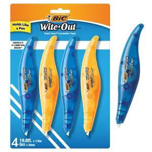 Wite-Out Brand Exact Liner Correction Tape, 19.6 Feet, White, Fast, Clean and Easy to Use Tear-Resistant Tape, 4-Count Wite-Out Brand Exact Liner Correction Tape, 19.6 Feet, White, Fast, Clean and Easy to Use Tear-Resistant Tape, 4-Count
