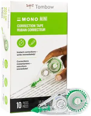 Tombow 68722 MONO Mini Correction Tape Easy to Use Applicator for Instant Corrections,Clear, 10-Pack Tombow 68722 MONO Mini Correction Tape Easy to Use Applicator for Instant Corrections,Clear, 10-Pack