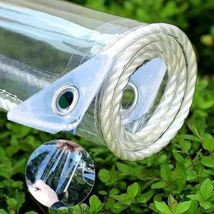 Clear Tarp Heavy Duty with Metal Grommets, 14 Mil Thick Clear Vinyl Trap, Waterproof and Tear-Resistan, Greenhouse Plastic Sheeting for Rainproof Plant Cover, 420g/m², 3' X 6' Clear Tarp Heavy Duty with Metal Grommets, 14 Mil Thick Clear Vinyl Trap, Waterproof and Tear-Resistan, Greenhouse Plastic Sheeting for Rainproof Plant Cover, 420g/m², 3' X 6'