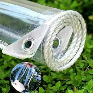 LOYID Clear Tarps with Grommets 14 Mil Clear PVC Tarp 400g/m² Thickened Tear Resistant, for Camping, Plants Greenhouse, Cars, Patio (3' X 6') LOYID Clear Tarps with Grommets 14 Mil Clear PVC Tarp 400g/m² Thickened Tear Resistant, for Camping, Plants Greenhouse, Cars, Patio (3' X 6')