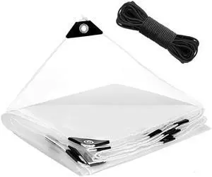 6.6 × 13 ft Thicken Clear Tarp Waterproof - 5 mil Anti-Tear Snowproof & Windproof Clear Plastic Tarps with Grommets PVC Tarp Tarpaulin for Winter Garden Patio Enclosure Chicken Coop Window Shield 6.6 × 13 ft Thicken Clear Tarp Waterproof - 5 mil Anti-Tear Snowproof & Windproof Clear Plastic Tarps with Grommets PVC Tarp Tarpaulin for Winter Garden Patio Enclosure Chicken Coop Window Shield