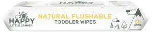 Happy Little Camper Natural Flushable Wipes - Hypoallergenic & Chlorine-Free Wet Wipes with Aloe Vera, Chamomile and Pomegranate Extract - Unscented Baby Wipes Safe for Sensitive Skin - 50 Count Happy Little Camper Natural Flushable Wipes - Hypoallergenic & Chlorine-Free Wet Wipes with Aloe Vera, Chamomile and Pomegranate Extract - Unscented Baby Wipes Safe for Sensitive Skin - 50 Count