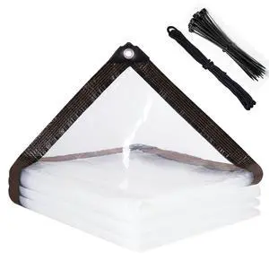 VOLA MANNER Clear Tarp Heavy Duty Waterproof 8x10FT Clear Plastic Tarp with Grommets, PVC Vinyl Tarps Cover, Transparent Tarpaulin Large for Outdoor Camping Plant Garden Chicken Coop Terrace VOLA MANNER Clear Tarp Heavy Duty Waterproof 8x10FT Clear Plastic Tarp with Grommets, PVC Vinyl Tarps Cover, Transparent Tarpaulin Large for Outdoor Camping Plant Garden Chicken Coop Terrace