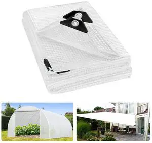 ANGAR 16 Mil Clear Greenhouse Tarp, 6x8FT Heavy Duty Waterproof Clear Tarps with Grommets, UV Resistant Greenhouse Replacement Poly Cover, for Gardening, Farming, Chicken Coops, Canopy,Outdoor ANGAR 16 Mil Clear Greenhouse Tarp, 6x8FT Heavy Duty Waterproof Clear Tarps with Grommets, UV Resistant Greenhouse Replacement Poly Cover, for Gardening, Farming, Chicken Coops, Canopy,Outdoor