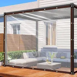 Clear Tarp - Heavy Duty Waterproof 8x10FT Plastic Tarps with Grommets Clear Vinyl Tarps for Outdoor Porches Transparent Tarpaulin for Patio Enclosure Roofs Greenhouse Plant Chicken Coop Cover Clear Tarp - Heavy Duty Waterproof 8x10FT Plastic Tarps with Grommets Clear Vinyl Tarps for Outdoor Porches Transparent Tarpaulin for Patio Enclosure Roofs Greenhouse Plant Chicken Coop Cover