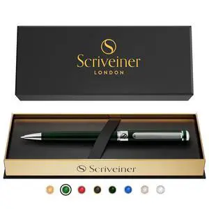 Scriveiner Green Ballpoint Pen - Stunning British Racing Green Luxury Pen, Chrome Finish, Schmidt Black Refill, Best Ball Pen Gift Set for Men & Women, Professional Executive Office, Nice Designer Pen Scriveiner Green Ballpoint Pen - Stunning British Racing Green Luxury Pen, Chrome Finish, Schmidt Black Refill, Best Ball Pen Gift Set for Men & Women, Professional Executive Office, Nice Designer Pen