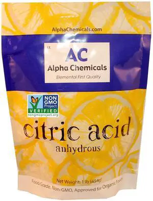 Alpha Chemicals Non-GMO Project Verified Citric Acid - 1 Pound Organic Alpha Chemicals Non-GMO Project Verified Citric Acid - 1 Pound Organic