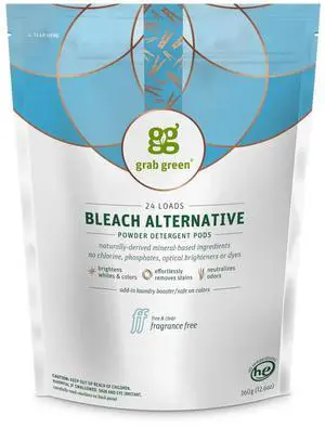 Grab Green Bleach Alternative Pods, 60 Count, Fragrance Free, Chlorine Free Grab Green Bleach Alternative Pods, 60 Count, Fragrance Free, Chlorine Free