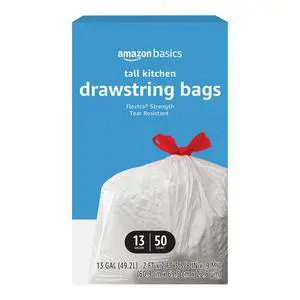 Flextra Tall Kitchen Drawstring Trash Bags, 13 Gallon, 50 Count, Tear-Resistant, Unscented Flextra Tall Kitchen Drawstring Trash Bags, 13 Gallon, 50 Count, Tear-Resistant, Unscented