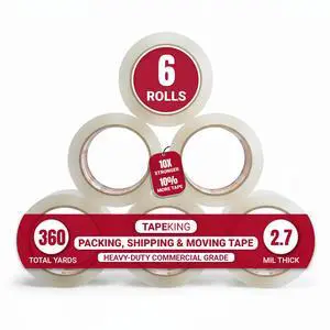 Tape King Clear Packing Tape - 60 Yards Per Roll (Pack of 6 Rolls) - Stronger & Thicker 2.7mil, Heavy Duty Adhesive Industrial Depot Tapes for Moving Packaging Shipping, Office & Storage Tape King Clear Packing Tape - 60 Yards Per Roll (Pack of 6 Rolls) - Stronger & Thicker 2.7mil, Heavy Duty Adhesive Industrial Depot Tapes for Moving Packaging Shipping, Office & Storage
