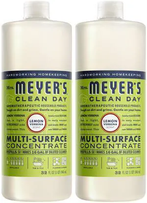 MRS. MEYER'S CLEAN DAY Multi-Surface Everyday Concentrate, Lemon Verbena Scent, 32 Fl Oz Bottle - 2 Pack MRS. MEYER'S CLEAN DAY Multi-Surface Everyday Concentrate, Lemon Verbena Scent, 32 Fl Oz Bottle - 2 Pack