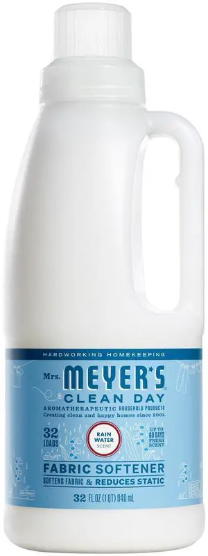 MRS. MEYER'S CLEAN DAY Liquid Fabric Softener, Infused with Essential Oils, Paraben Free, Rain Water Scent, 32 oz (32 Loads) MRS. MEYER'S CLEAN DAY Liquid Fabric Softener, Infused with Essential Oils, Paraben Free, Rain Water Scent, 32 oz (32 Loads)