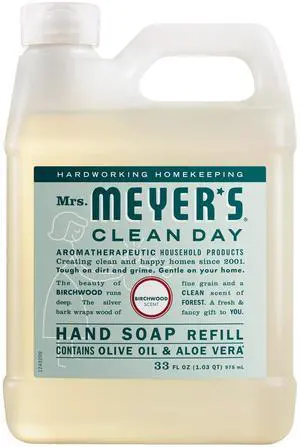 Mrs. MEYER'S CLEAN DAY Hand Soap Refill, Birchwood Scent, 33 Fl Oz Bottle Mrs. MEYER'S CLEAN DAY Hand Soap Refill, Birchwood Scent, 33 Fl Oz Bottle