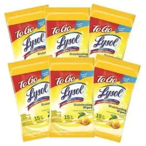 Lysol Disinfecting Wipes To-Go Pack, Lemon Scent, 15 Count (Pack of 6) Lysol Disinfecting Wipes To-Go Pack, Lemon Scent, 15 Count (Pack of 6)