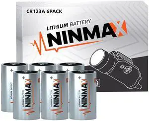 NINMAX® CR123A 3V Lithium Battery 6 Pack, No.1 1700mAh 3 Volt High Power 123A Lithium Batteries for High-Intensity Flashlights, Home Security Devices, and More NINMAX® CR123A 3V Lithium Battery 6 Pack, No.1 1700mAh 3 Volt High Power 123A Lithium Batteries for High-Intensity Flashlights, Home Security Devices, and More