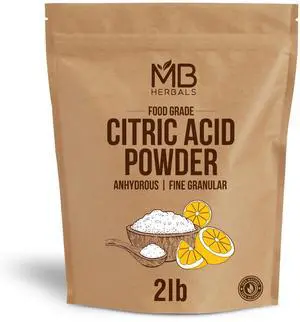 MB Herbals Citric Acid Powder 2 lb | 100% Pure Anhydrous Fine Granulated Citric Acid Powder | Food Preservative Flavor Enhancer MB Herbals Citric Acid Powder 2 lb | 100% Pure Anhydrous Fine Granulated Citric Acid Powder | Food Preservative Flavor Enhancer