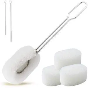 6-Pack Sponge Bottle Dish Brush with Handle, Non-Scratch Washing Scrubber Cleaner for Wine/Whiskey Glass, Cups, Tumblers with 3 Refill Heads and 2 Straw Brush 6-Pack Sponge Bottle Dish Brush with Handle, Non-Scratch Washing Scrubber Cleaner for Wine/Whiskey Glass, Cups, Tumblers with 3 Refill Heads and 2 Straw Brush