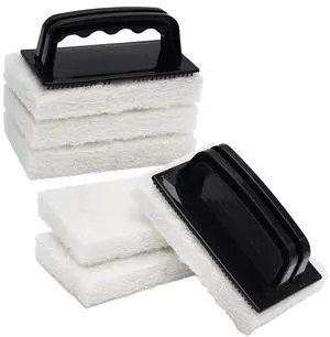 Handled Scrubber Set, Non-Scratch Bathroom Scrubbing Pads, Bathtub Scrubber with Handle, Reusable Cleaning Sponge for Shower Tile, Bathtube, Sink, Spas Tubs & Swimming Pool Step Handled Scrubber Set, Non-Scratch Bathroom Scrubbing Pads, Bathtub Scrubber with Handle, Reusable Cleaning Sponge for Shower Tile, Bathtube, Sink, Spas Tubs & Swimming Pool Step