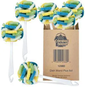 Dish SpongeWand Plus Tri Surface Scrubbing Sponge with Cello Foam Scour Sponge Petals, Cleans Dishes, Glassware 360 Scrubber Pads for Tough to Clean Pots Pans, Multi-Color, (Pack of 6) Dish SpongeWand Plus Tri Surface Scrubbing Sponge with Cello Foam Scour Sponge Petals, Cleans Dishes, Glassware 360 Scrubber Pads for Tough to Clean Pots Pans, Multi-Color, (Pack of 6)