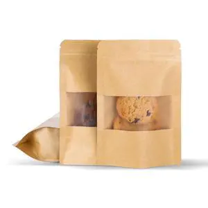 Kraft Paper Bags with Transparent Window, Stand Up Pouches Smell Proof Bags Kraft Paper Bags with Transparent Window, Stand Up Pouches Smell Proof Bags