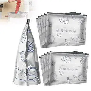 Reusable Aluminum Foil Sealable Storage Bags, 2025 New Resealable Vacuum Zipper Pouches for Food, Stand Up Foil Sealable Bags with Label and Zip Lock for Vegetable Fruit Meat (30PCS, 3 Size) Reusable Aluminum Foil Sealable Storage Bags, 2025 New Resealable Vacuum Zipper Pouches for Food, Stand Up Foil Sealable Bags with Label and Zip Lock for Vegetable Fruit Meat (30PCS, 3 Size)