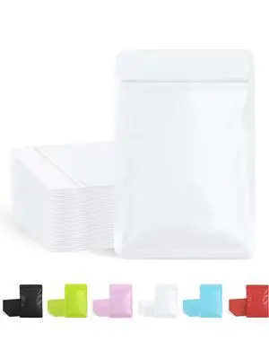 100 Pack Resealable Packaging Bags for Small Business Double-Sided Color Smell Proof Bags for Food Storage Flat Bags (White, 2.7" x 3.8") 100 Pack Resealable Packaging Bags for Small Business Double-Sided Color Smell Proof Bags for Food Storage Flat Bags (White, 2.7" x 3.8")