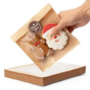 100PCS Cookie Bags with Seal, 5.7x6.5 Inch Individual Cookie Packaging Bags for Gift Giving, Heat Sealable & Grease Proof Bakery Bag with Window, Baked Goods Packaging 100PCS Cookie Bags with Seal, 5.7x6.5 Inch Individual Cookie Packaging Bags for Gift Giving, Heat Sealable & Grease Proof Bakery Bag with Window, Baked Goods Packaging