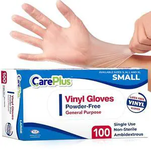 Latex-Free Vinyl Gloves Clear Small Size 100 Count | Heavy Duty, Non-Sterile, Powder-Free, Rubber | Food Prep, Kitchen & Cleaning Gloves, Ideal for Professional Use Latex-Free Vinyl Gloves Clear Small Size 100 Count | Heavy Duty, Non-Sterile, Powder-Free, Rubber | Food Prep, Kitchen & Cleaning Gloves, Ideal for Professional Use