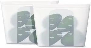 Reusable Silicone Food Storage Bag, for Microwave, Oven, Fridge, Freezer & Sous Vide Zip Sealed Containers (2 Middle size 32oz 1000ml) Reusable Silicone Food Storage Bag, for Microwave, Oven, Fridge, Freezer & Sous Vide Zip Sealed Containers (2 Middle size 32oz 1000ml)