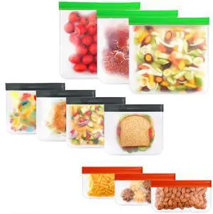 10-Pack Reusable Silicone Food Storage Bags BPA-Free, Leakproof Ziplock Set | Includes 3 Snack, 4 Sandwich & 3 Gallon Sizes | Eco-Friendly & Plastic-Free Freezer-Safe for Meal Prep & Food Storage 10-Pack Reusable Silicone Food Storage Bags BPA-Free, Leakproof Ziplock Set | Includes 3 Snack, 4 Sandwich & 3 Gallon Sizes | Eco-Friendly & Plastic-Free Freezer-Safe for Meal Prep & Food Storage