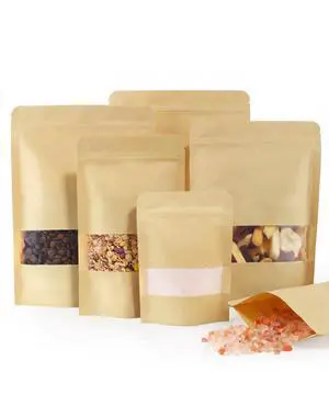 100 Pcs Reaselable Bags, Out Size 3.5" x 5.5"(Inner Size 2.9" x 3") Stand Up Pouches Brown Paper Bags with Window, Zipper Food Storage Bags for Packaging Products, Reusable, Sealable 100 Pcs Reaselable Bags, Out Size 3.5" x 5.5"(Inner Size 2.9" x 3") Stand Up Pouches Brown Paper Bags with Window, Zipper Food Storage Bags for Packaging Products, Reusable, Sealable