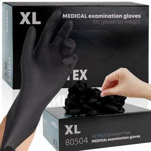 Black Nitrile Disposable Gloves, 5mil, Powder/Latex-Free, Medical Exam 100 PCS For Examination Home Cleaning Food Glove (X-Large) Black Nitrile Disposable Gloves, 5mil, Powder/Latex-Free, Medical Exam 100 PCS For Examination Home Cleaning Food Glove (X-Large)