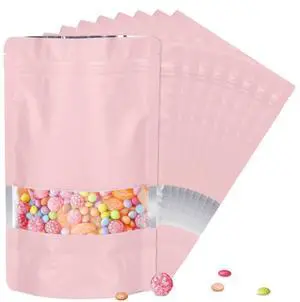 120pcs 4"x6" Mylar Bags for Food Storage,Smell Proof Bag with Matte Window Resealable Food Storage Bags for Small Business, Stand-up Foil Pouch Packaging Freeze Dried Candy Bag(Pink) 120pcs 4"x6" Mylar Bags for Food Storage,Smell Proof Bag with Matte Window Resealable Food Storage Bags for Small Business, Stand-up Foil Pouch Packaging Freeze Dried Candy Bag(Pink)