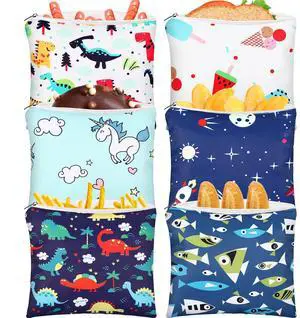 6 Pack Reusable Snack Bags for Kids, Washable Sandwich & Food Storage Pouches, Dual-layer Silicone Lined Lunch Bags with Zipper for School & Travel(Animal,7 x 7 Inches) 6 Pack Reusable Snack Bags for Kids, Washable Sandwich & Food Storage Pouches, Dual-layer Silicone Lined Lunch Bags with Zipper for School & Travel(Animal,7 x 7 Inches)