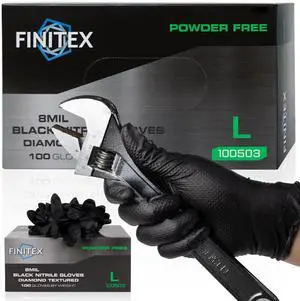 Heavy Duty Black Industrial Nitrile Disposable Gloves - 100PCS 8Mil Latex-free Powder-free 3D Diamond Mechanic Gloves (Large) Heavy Duty Black Industrial Nitrile Disposable Gloves - 100PCS 8Mil Latex-free Powder-free 3D Diamond Mechanic Gloves (Large)