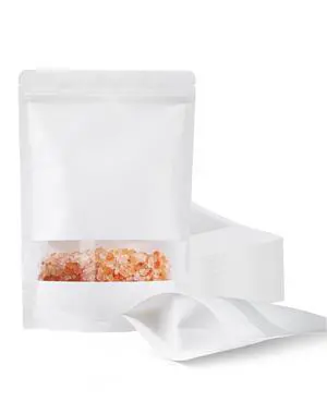 100 Pcs Reaselable Bags, Out Size 5.5" x 7.9"(Inner Size 4.9" x 5") Stand Up Pouches White Paper Bags with Window, Zipper Food Storage Bags for Packaging Products, Reusable, Sealable 100 Pcs Reaselable Bags, Out Size 5.5" x 7.9"(Inner Size 4.9" x 5") Stand Up Pouches White Paper Bags with Window, Zipper Food Storage Bags for Packaging Products, Reusable, Sealable