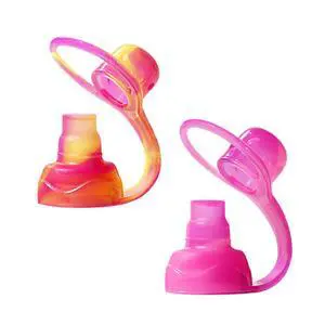 SoftSip Food Pouch Top | Baby Led Weaning | No Spill Flow Control Valve, Protects Childs Mouth, 100% Silicone, BPA Free | 2CT Yellow Pink Swirl SoftSip Food Pouch Top | Baby Led Weaning | No Spill Flow Control Valve, Protects Childs Mouth, 100% Silicone, BPA Free | 2CT Yellow Pink Swirl