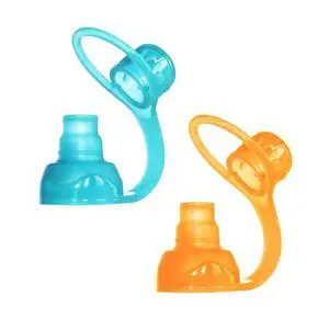 SoftSip Food Pouch Top | Baby Led Weaning | No Spill Flow Control Valve, Protects Childs Mouth, 100% Silicone, BPA Free | 2CT Orange Aqua SoftSip Food Pouch Top | Baby Led Weaning | No Spill Flow Control Valve, Protects Childs Mouth, 100% Silicone, BPA Free | 2CT Orange Aqua