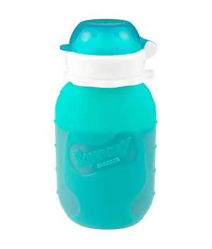 Aqua 6 oz Spill Proof Silicone Reusable Food Pouch - for Both Soft Foods and Liquids - Water, Apple Sauce, Yogurt, Smoothies, Baby Food - Dishwasher Safe Aqua 6 oz Spill Proof Silicone Reusable Food Pouch - for Both Soft Foods and Liquids - Water, Apple Sauce, Yogurt, Smoothies, Baby Food - Dishwasher Safe