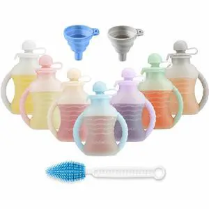 7-Pack Reusable Silicone Baby Food Pouches with Handles, 4oz Refillable Portable Pouches for Toddlers & Infants, BPA-Free Self-Feeding Yogurt & Smoothie Bags, Includes 2 Funnels 7-Pack Reusable Silicone Baby Food Pouches with Handles, 4oz Refillable Portable Pouches for Toddlers & Infants, BPA-Free Self-Feeding Yogurt & Smoothie Bags, Includes 2 Funnels