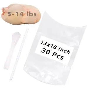 Poultry Shrink Bags,30 Pack 13x18Inches Clear Poultry Heat Shrink Wrap Freezer With 30 Zip Ties,a Silicone Straw for Chickens,Rabbits Poultry Shrink Bags,30 Pack 13x18Inches Clear Poultry Heat Shrink Wrap Freezer With 30 Zip Ties,a Silicone Straw for Chickens,Rabbits